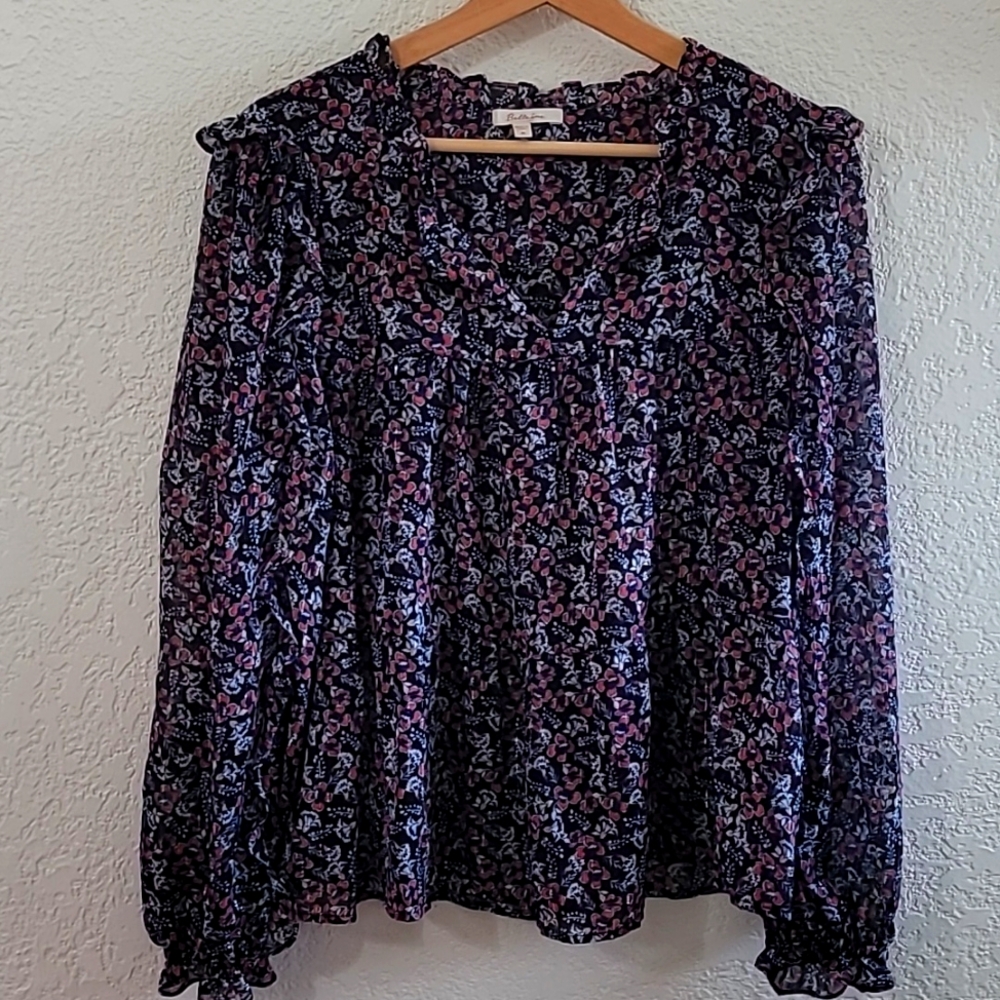 BeltainePrinted Lurex Chiffon Blouse